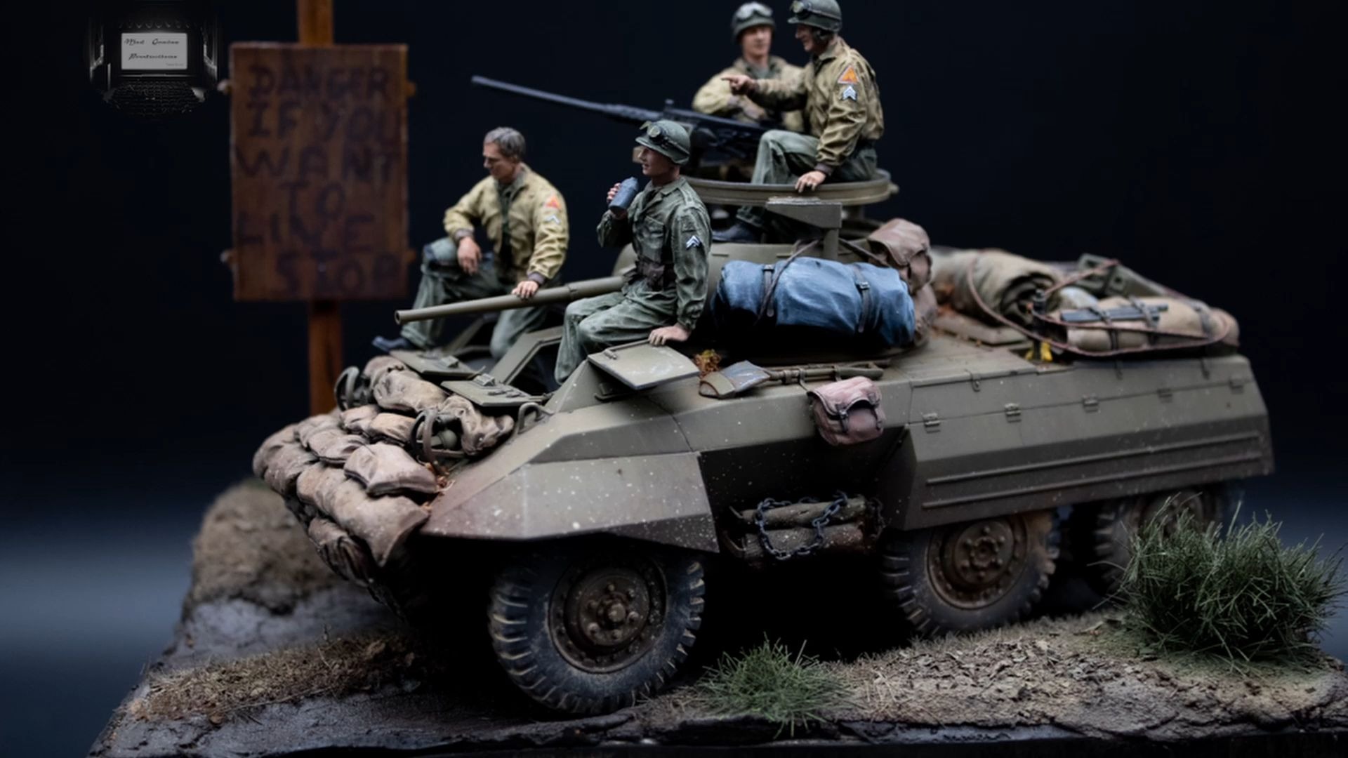 田宫 1/35 m8"灰狗"装甲车模型场景制作