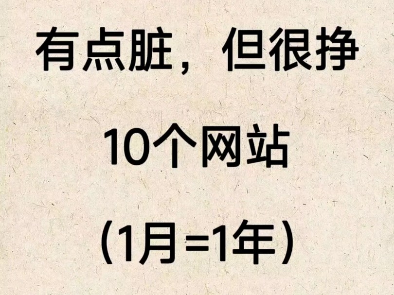 有点脏,但很挣10个网站(1月=1年)哔哩哔哩bilibili