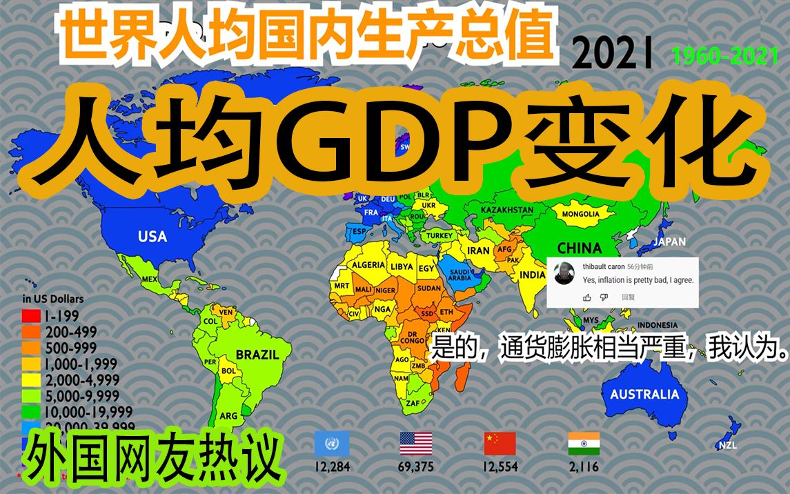 “世界变得越来越富裕了.”外国网友热议“世界人均国内生产总值(1960至2021年)”哔哩哔哩bilibili