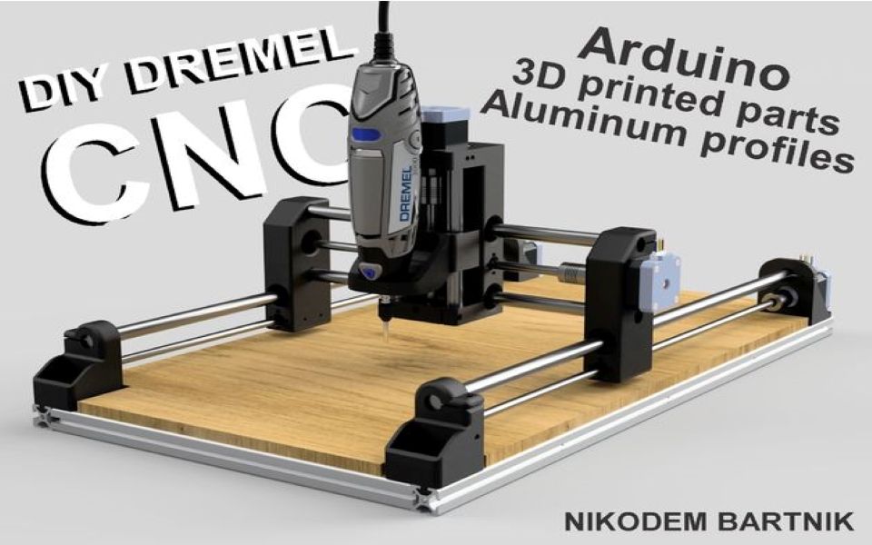 DIY Dremel CNC 1 design and parts (Arduino aluminium profiles 3D printed parts)哔哩哔哩bilibili