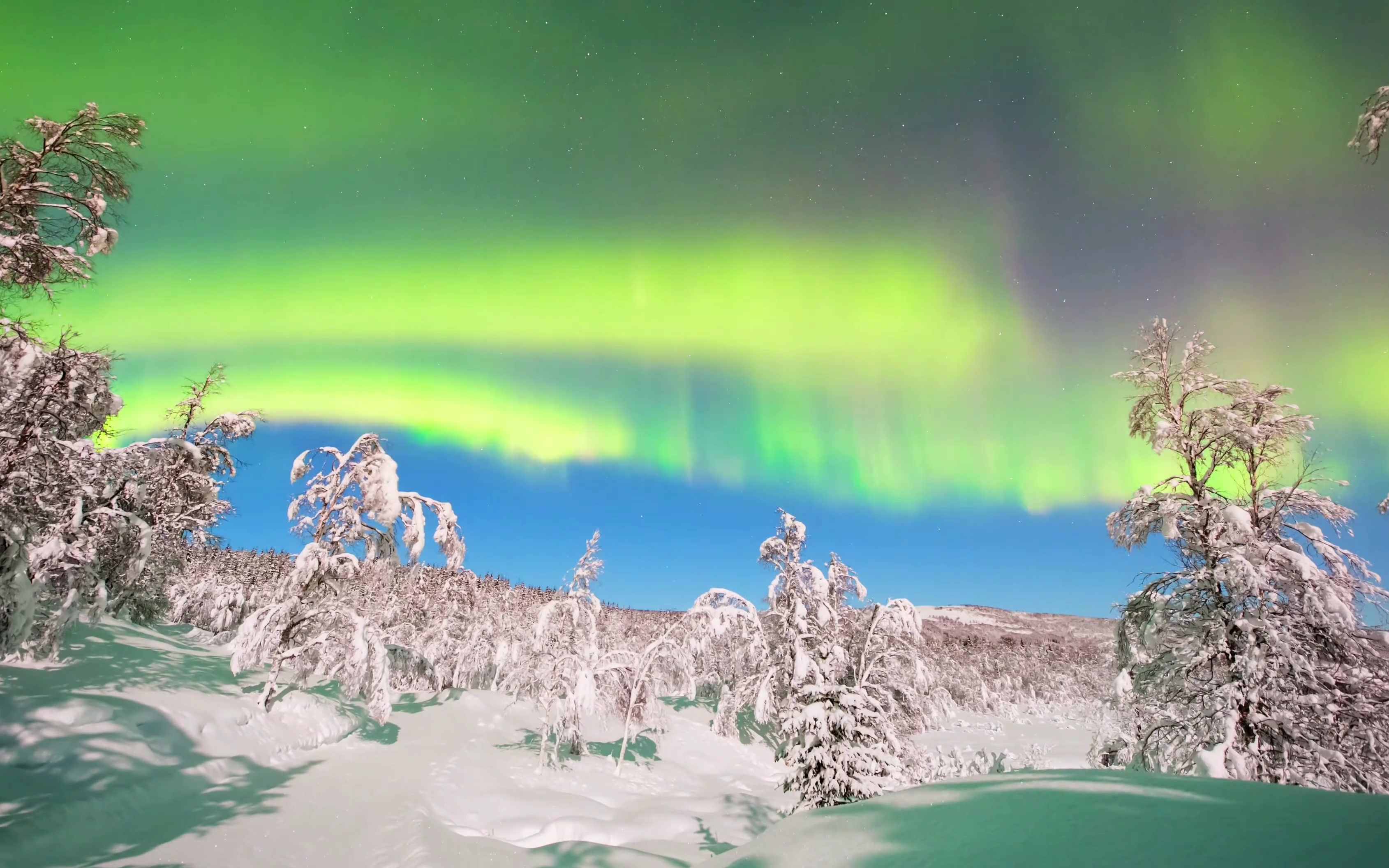 冬日极光仙境 超清4k