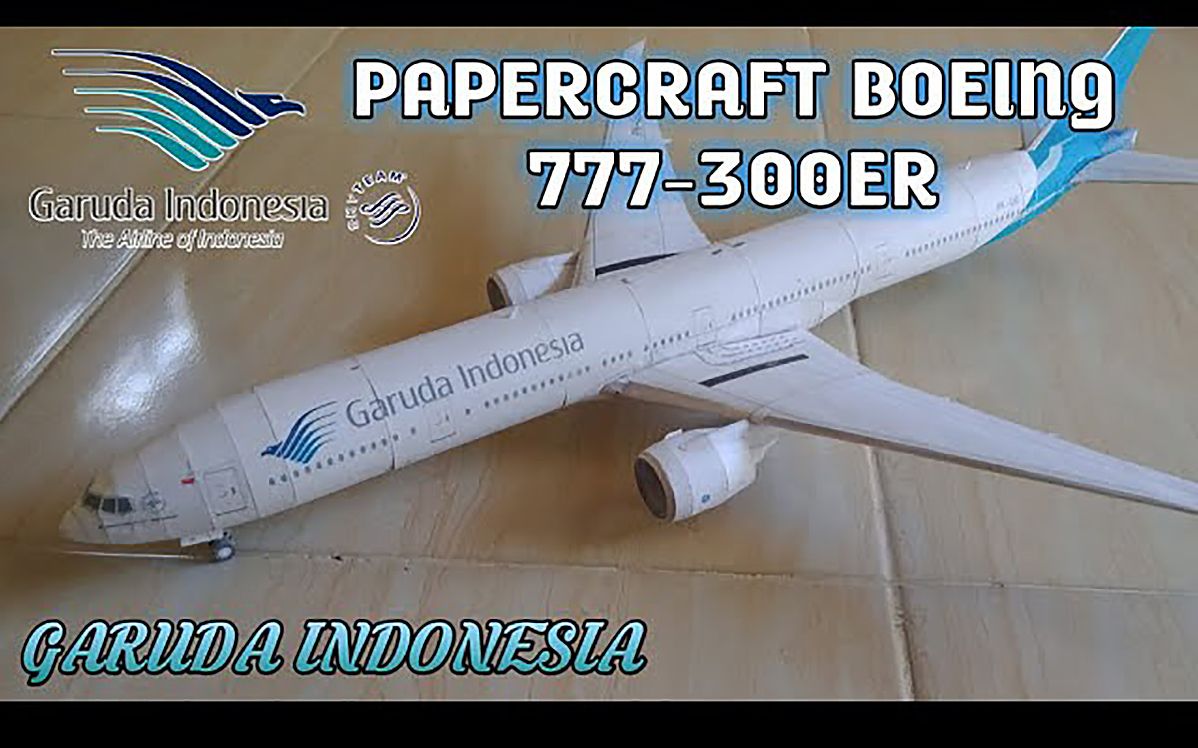 波音777-300er印尼鹰航纸模型制作