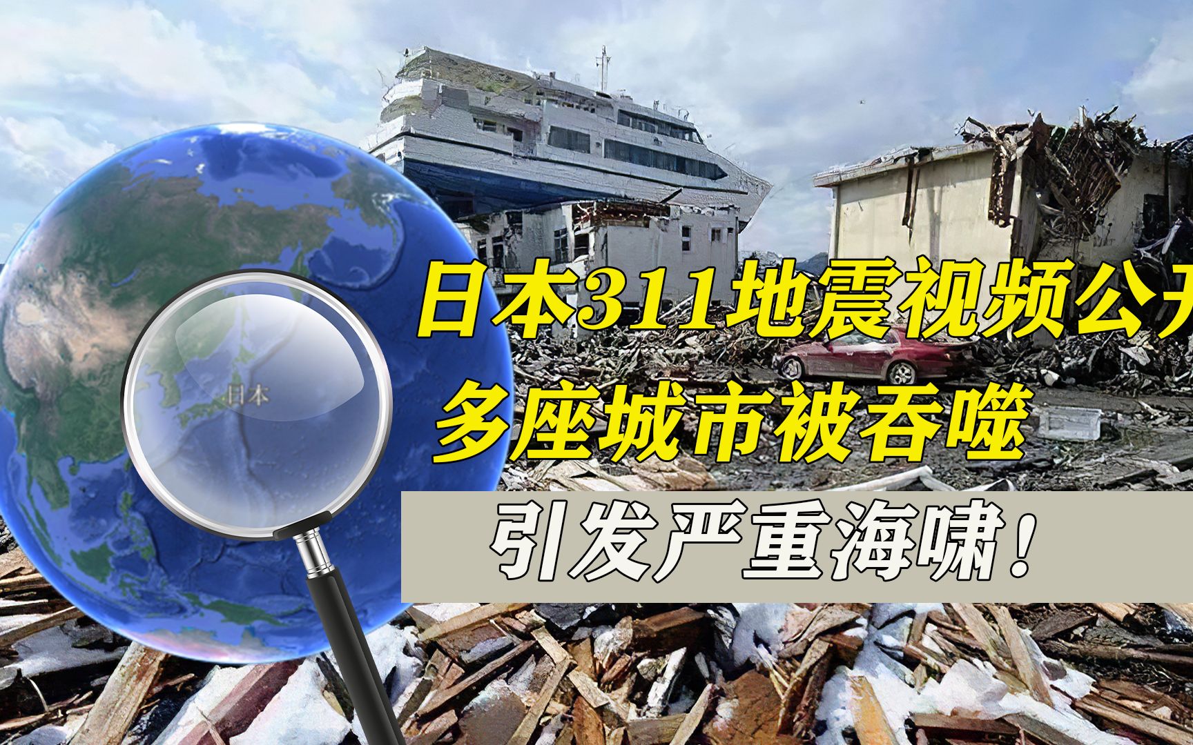 日本311地震视频公开:多座城市被吞噬,引发严重海啸_哔哩哔哩_bili