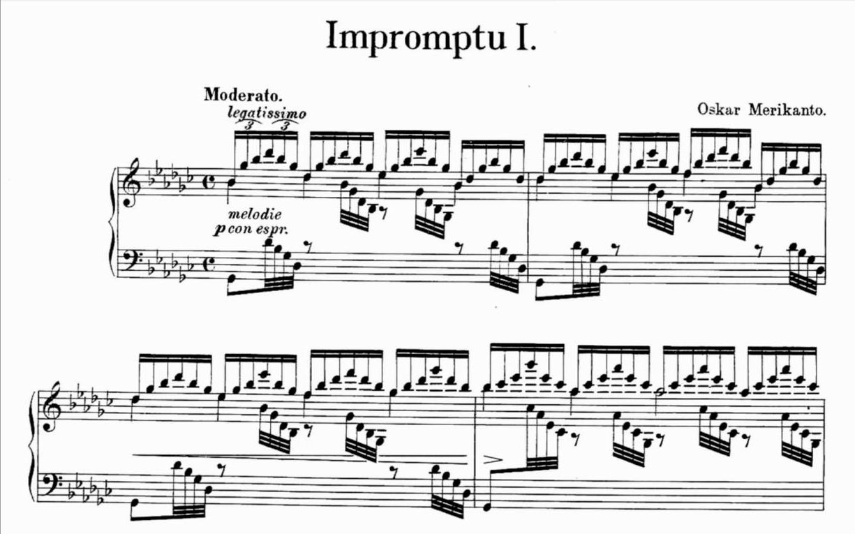 [图]【钢琴】奥斯卡·梅利康托 - 两首即兴曲 Op.44 Oskar Merikanto - 2 Impromptus Op.44