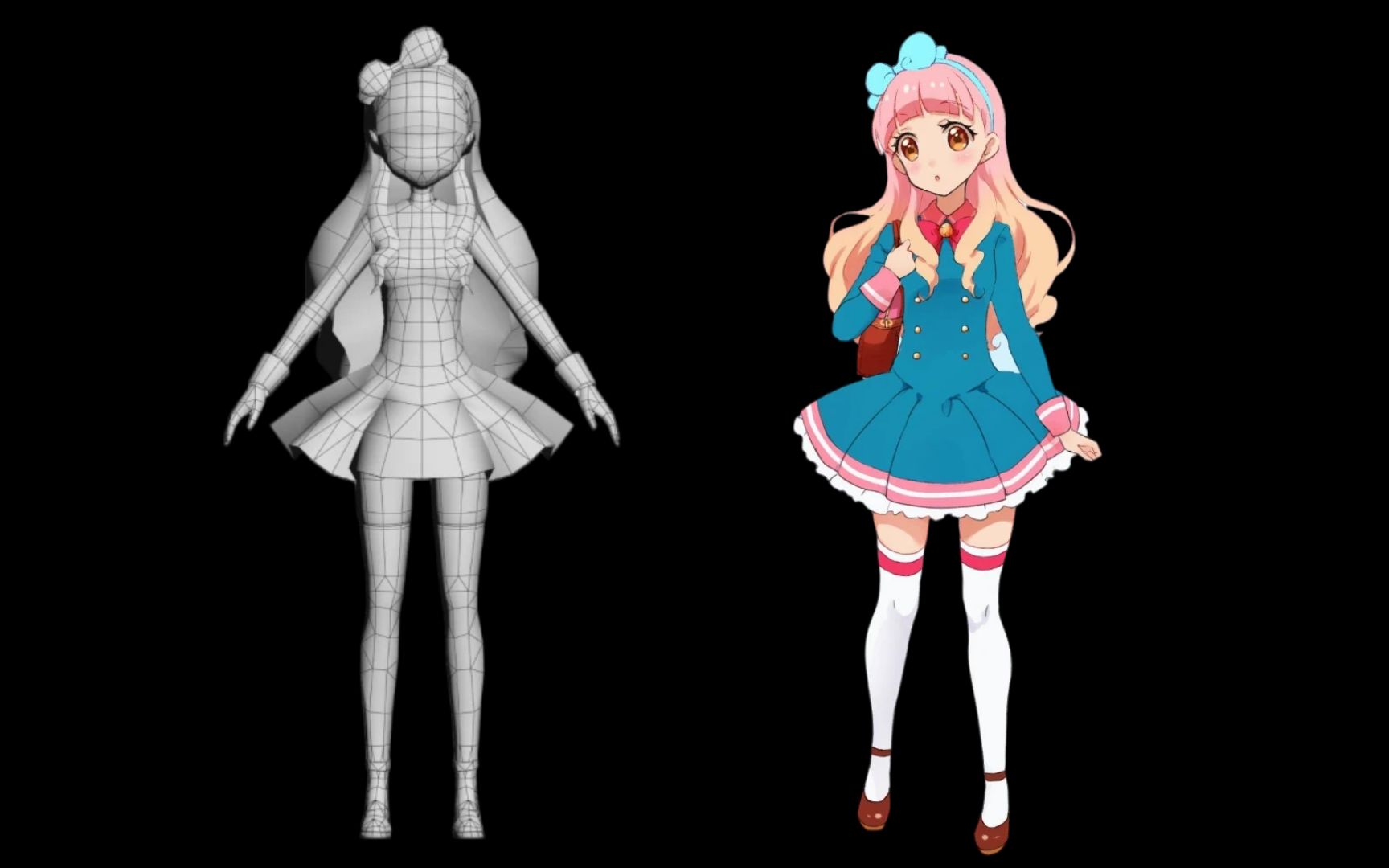 3dmax二次元人物建模,3dmax人物建模 【3dmax教程】二次元人物卡线 白丝少女建模 3dmax女性人体模型制作