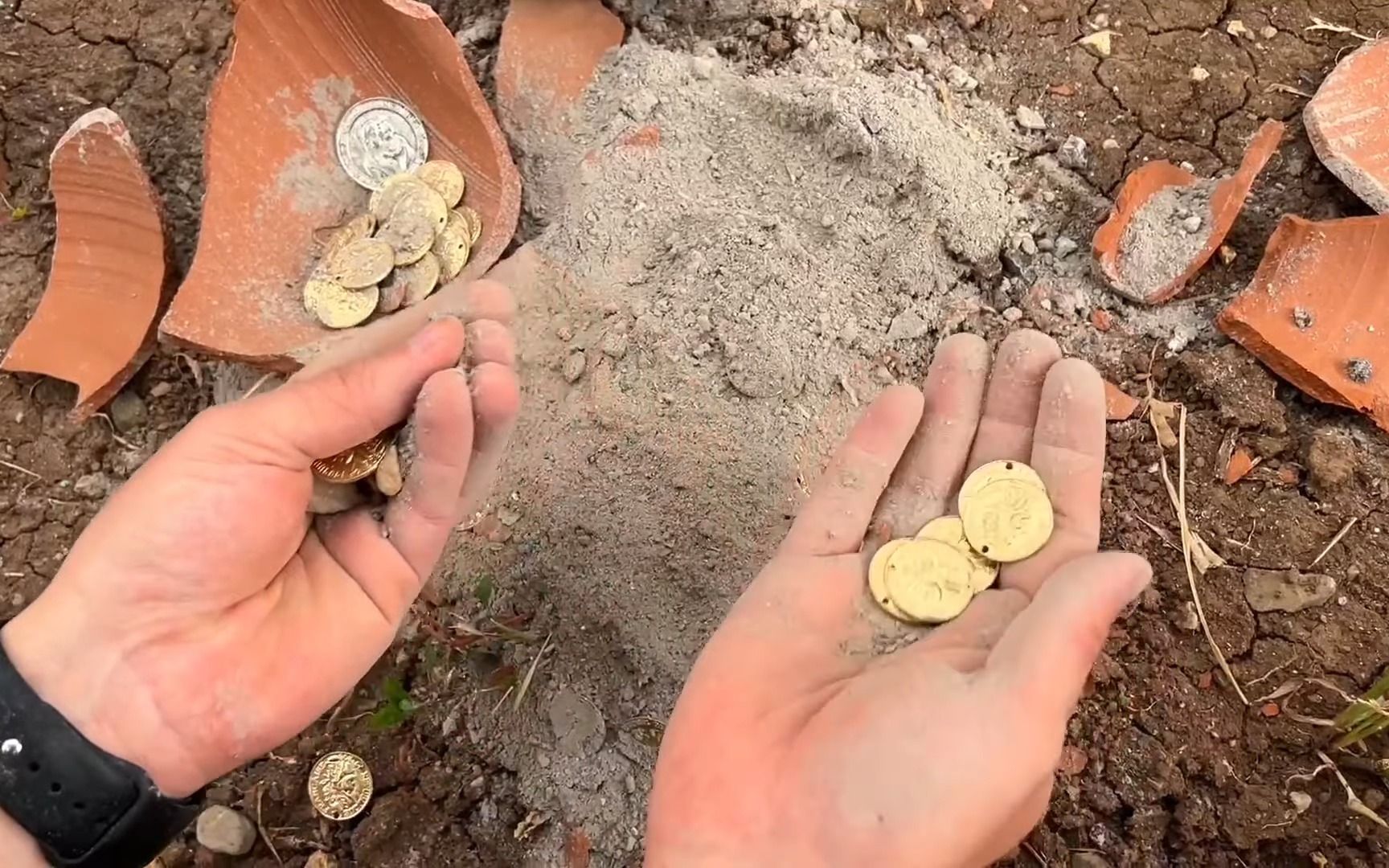 【寻宝探险】老外野外挖到希腊金币