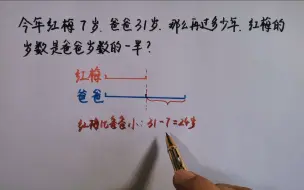 下载视频: 今年红梅7岁，爸爸31岁，再过多少年，红梅的岁数是爸爸的一半？