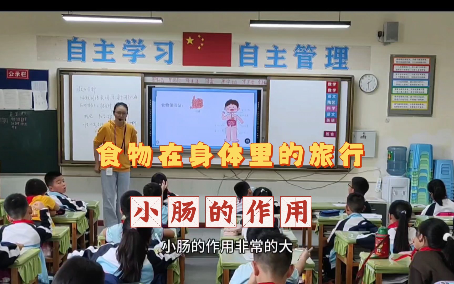 《食物在身体里的旅行》,用卷尺直观的展示5米的长度,让学生直观理解