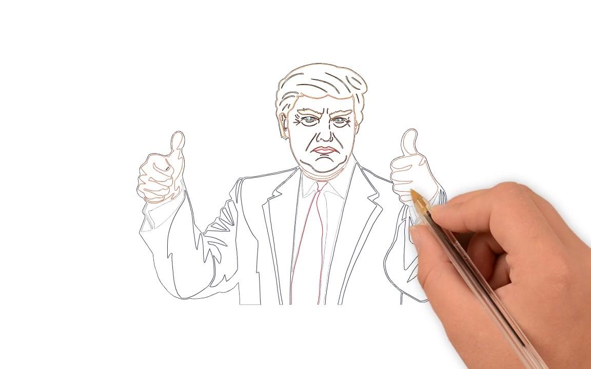 如何画美国总统川普