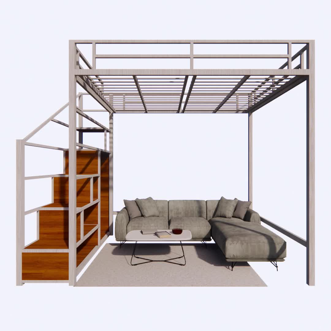 简约现代新款多功能铁艺高架下层 成人儿童省空间高架床8820