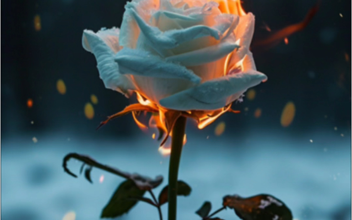 【98主页】浪漫的浴火雪玫瑰,公主请收下#冬天的第一朵雪玫瑰 #我