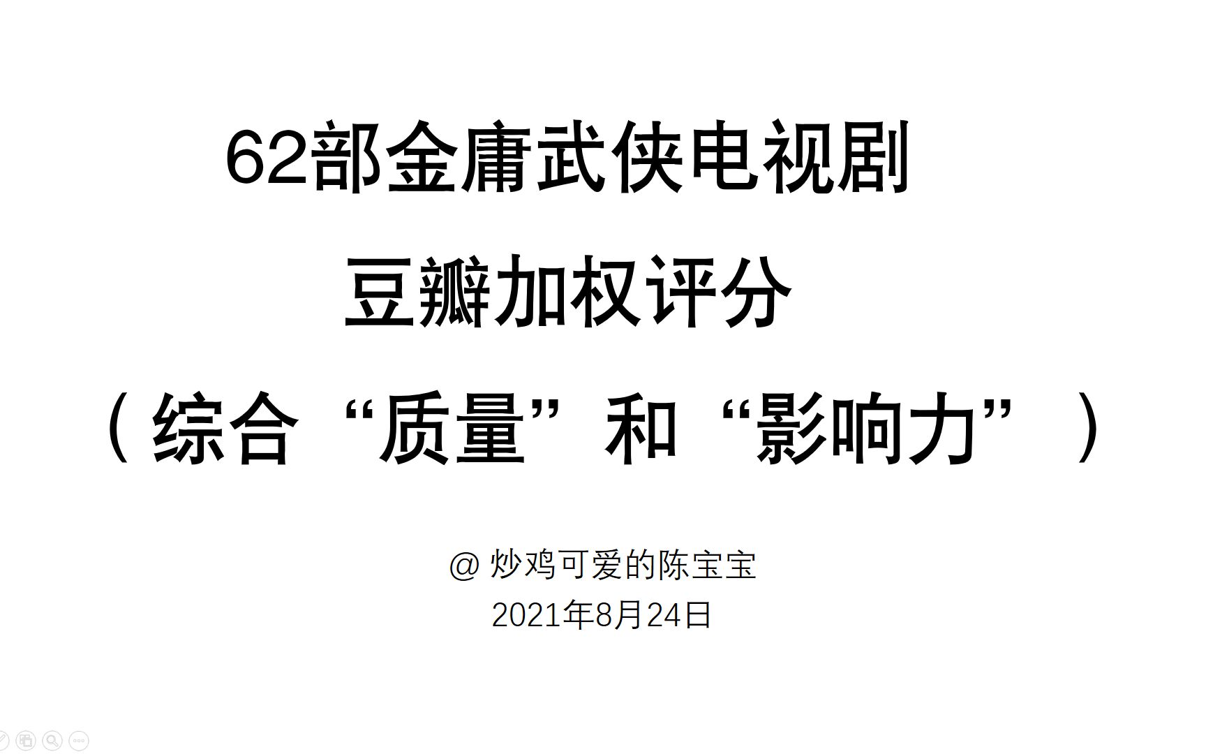 [图]62部金庸武侠电视剧豆瓣加权评分