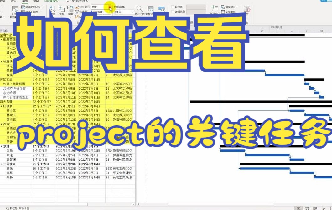 【project技巧】如何用甘特图的形式查看project的关键路径任务并且填色哔哩哔哩bilibili