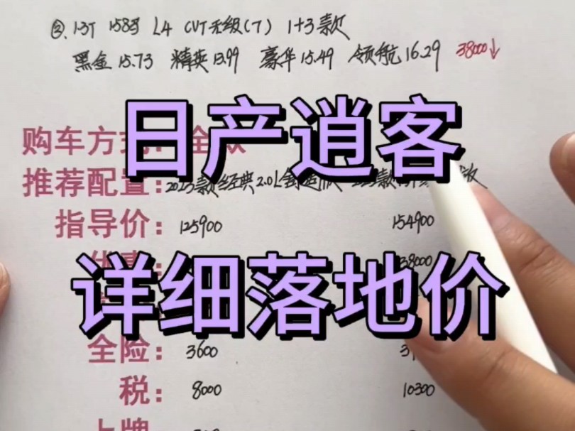 东风日产逍客详细落地价分享,日产逍客买车明细讲解哔哩哔哩bilibili