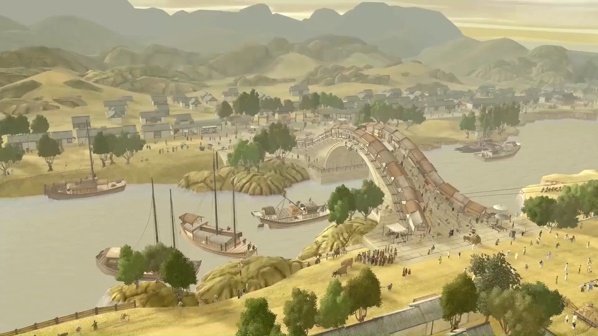 《清明上河图》古代生活场景,商业活动场景动态展示版