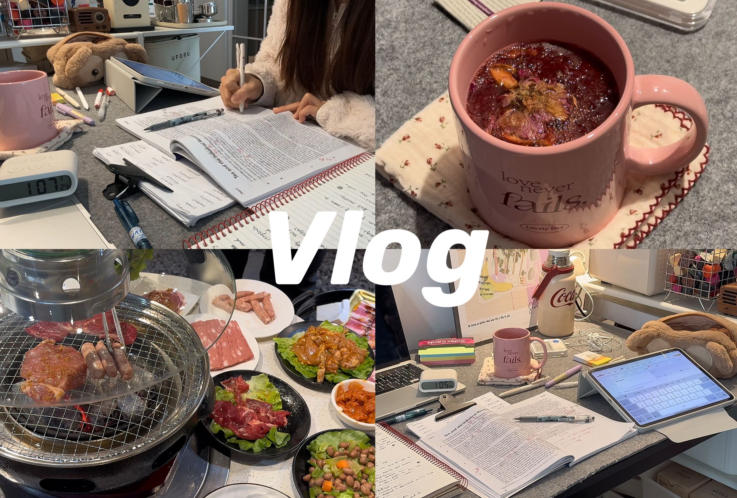 Study Vlog|宅家学习记录|英语|东北烤肉|玫瑰山楂茶|午后学习|动力向|书桌氛围感|吃必胜客|地锅鸡|保持学习状态|即食银耳哔哩哔哩bilibili