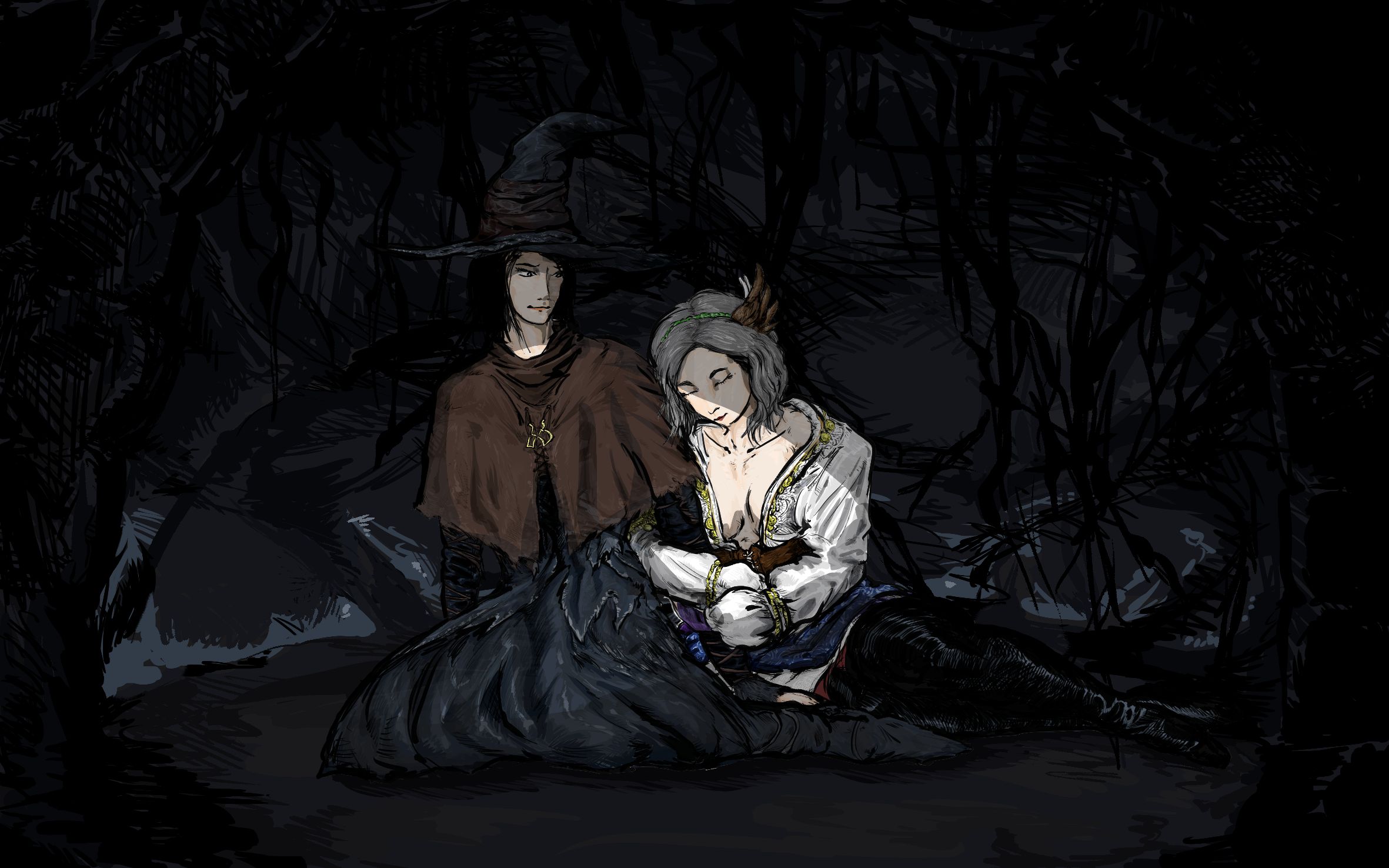 【黑暗之魂3/绘画过程】魔女老师卡露拉和全成就灰烬