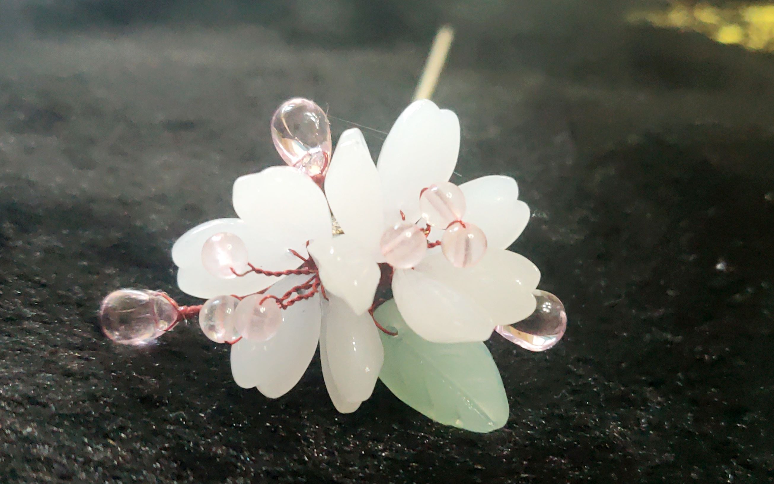 琉璃花片4月樱花簪