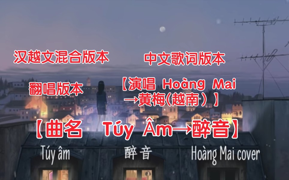 [图]【越南歌曲】【演唱 Hoàng Mai→黄梅(越南）】【曲名 Túy Âm→醉音】汉越文混合版本，中文歌词版本，翻唱版本