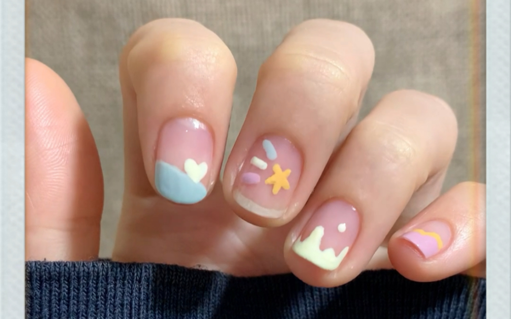 童趣爱心星星可爱美甲