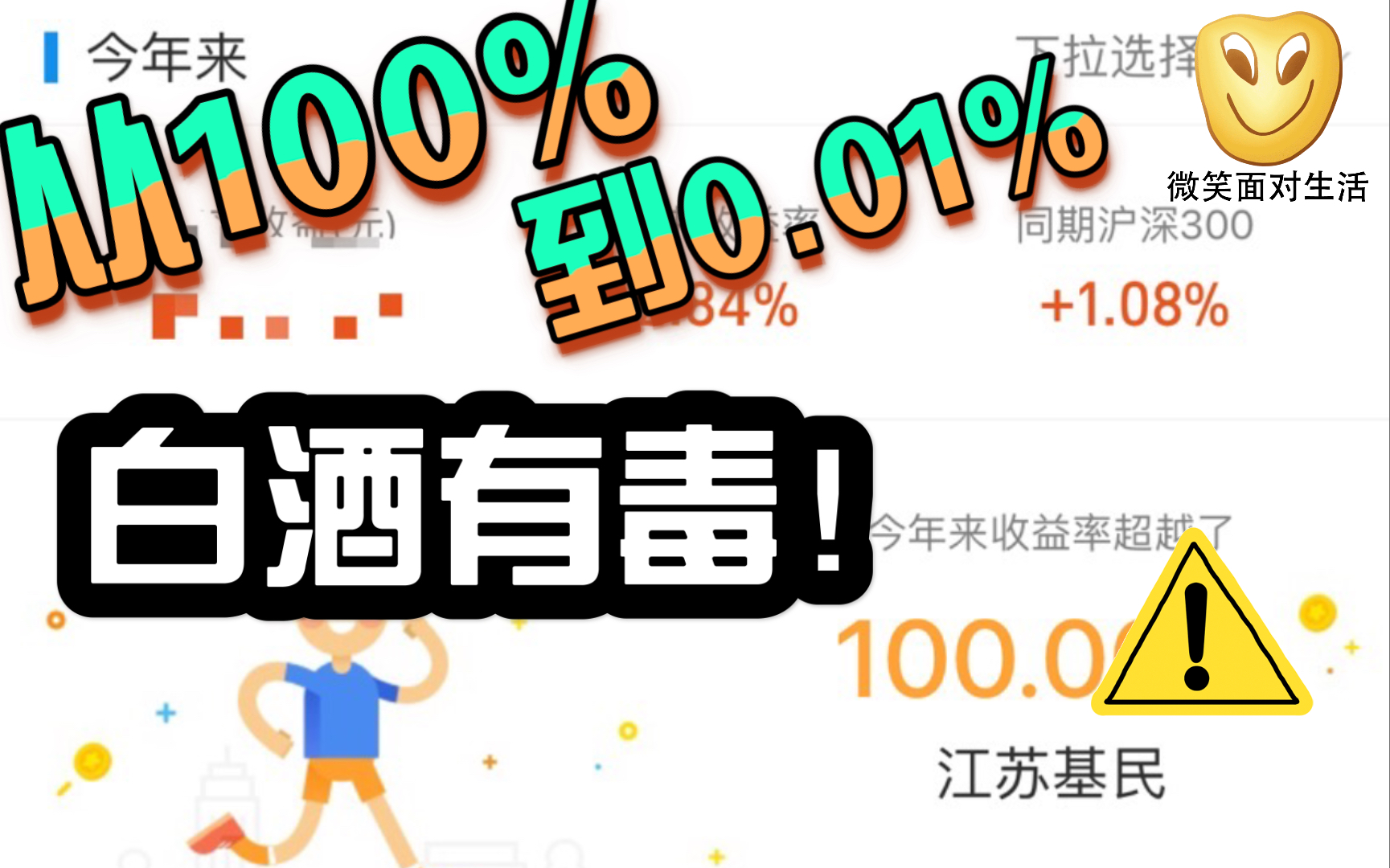 [图]理财小白每月花1万买基金，收益率曾超江苏100%｜过个节从40%跌到7%，收益蒸发2万！