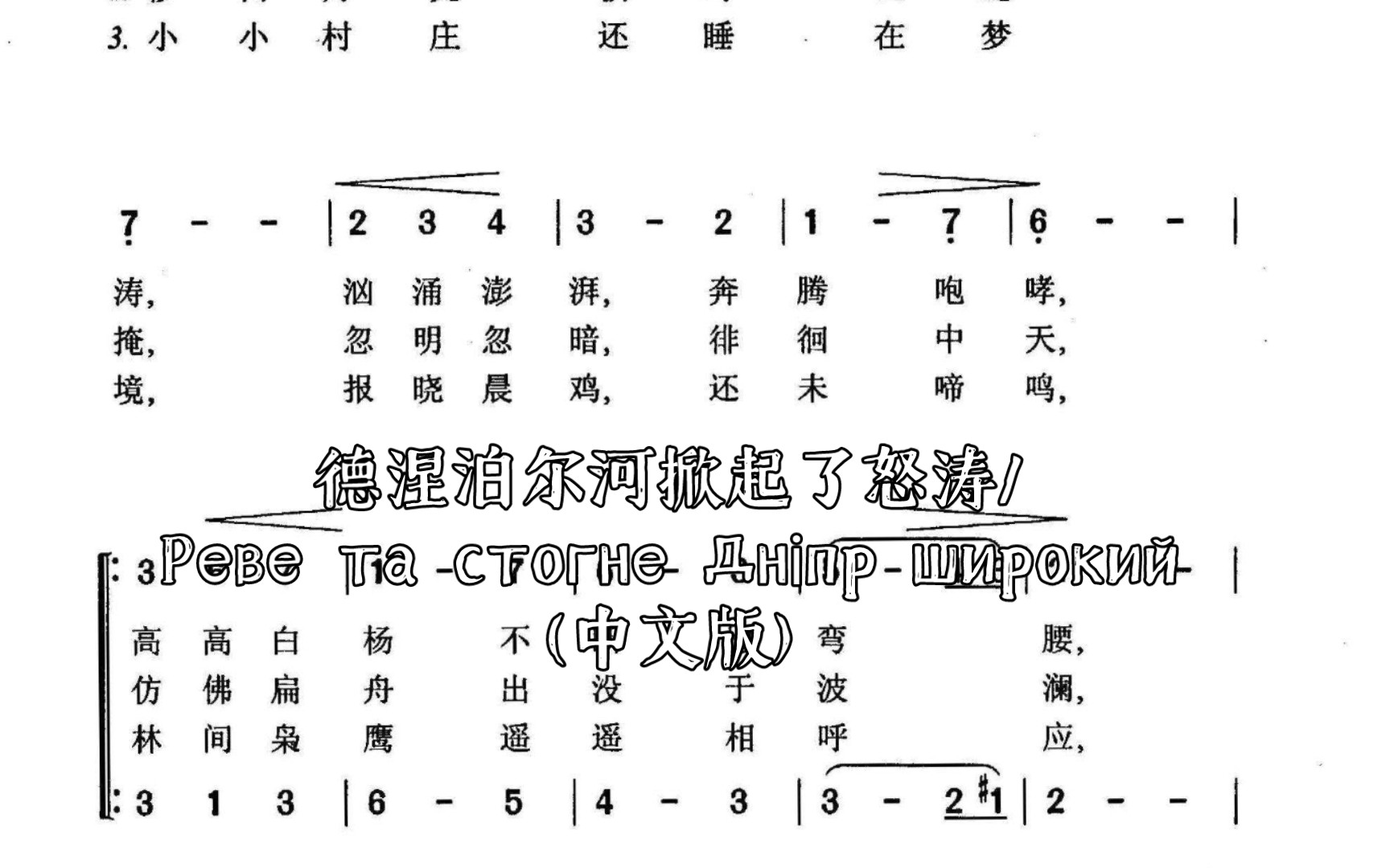 [图]德涅泊尔河掀起了怒涛/Реве та стогне Дніпр широкий (中文版)