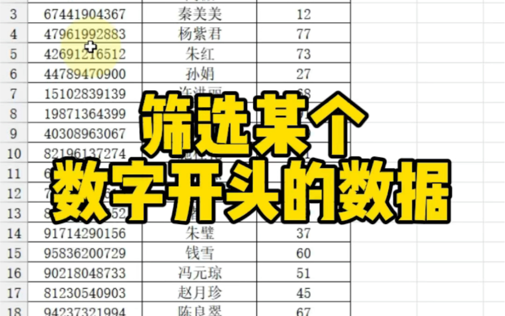 Excel怎么筛选某个数字开头的数据?哔哩哔哩bilibili