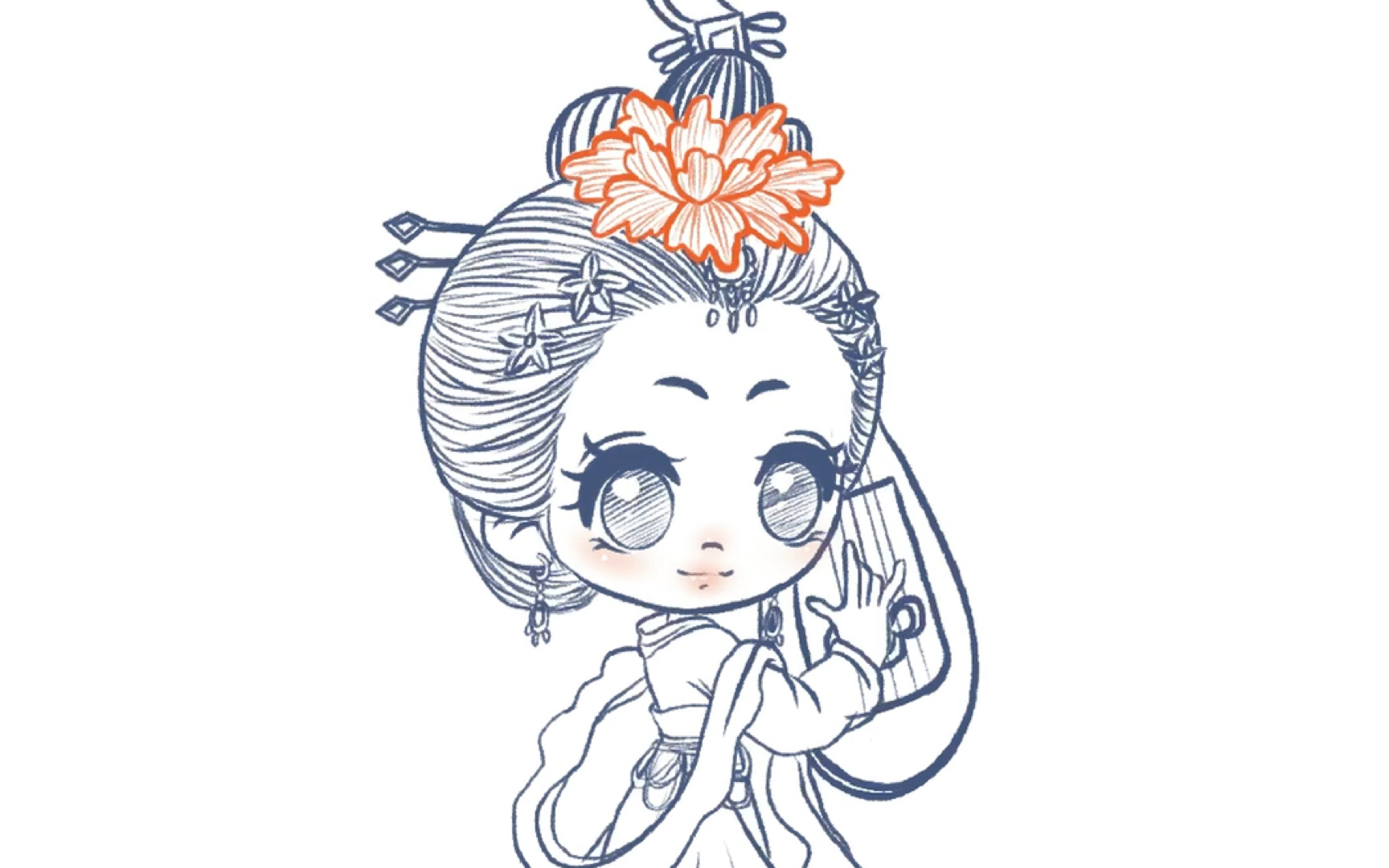 速写练习q版仕女图9(参考中国仕女百图)