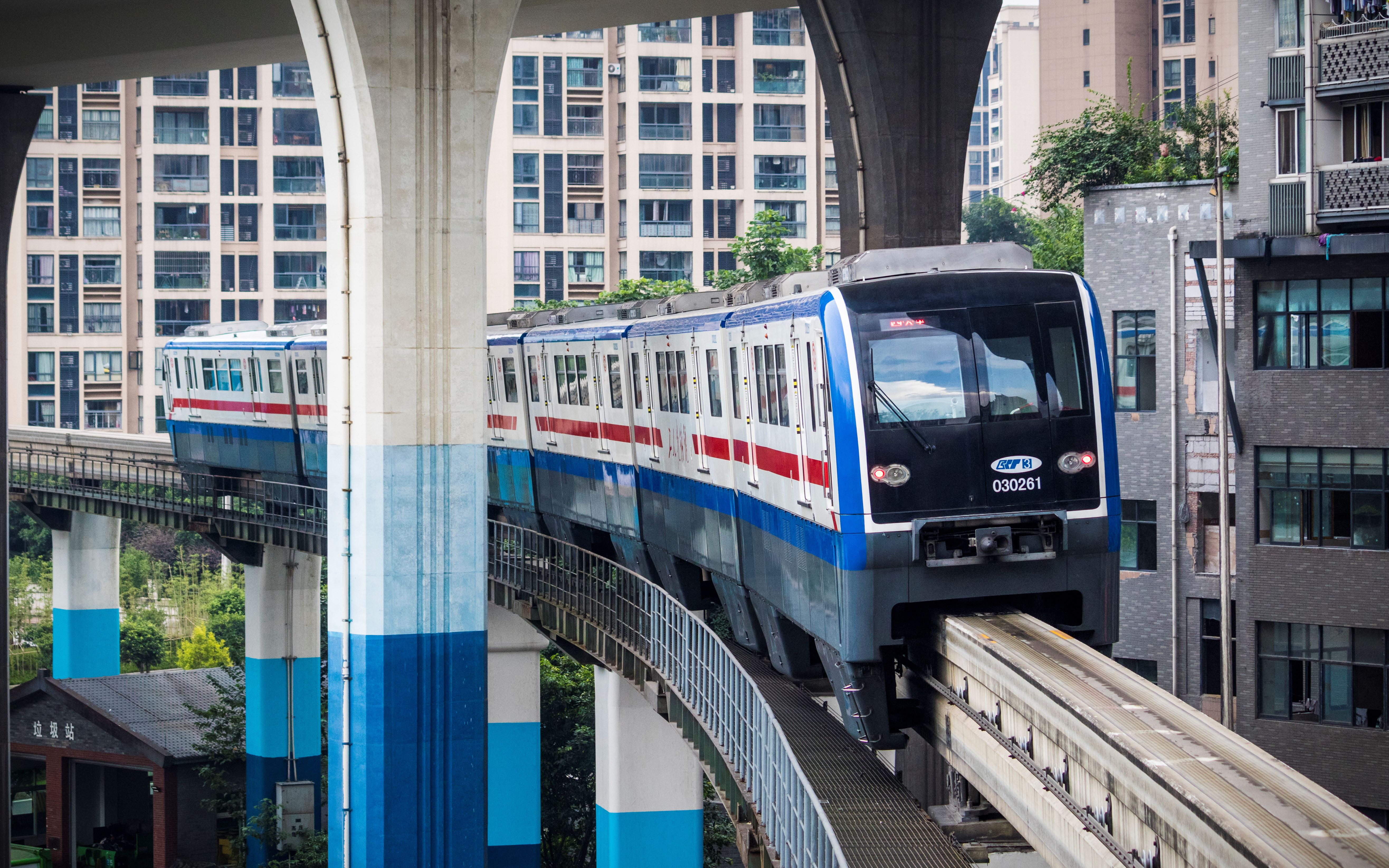 轨道交通pov重庆跨座式单轨列车3号线北延段空港支线碧津举人坝全程