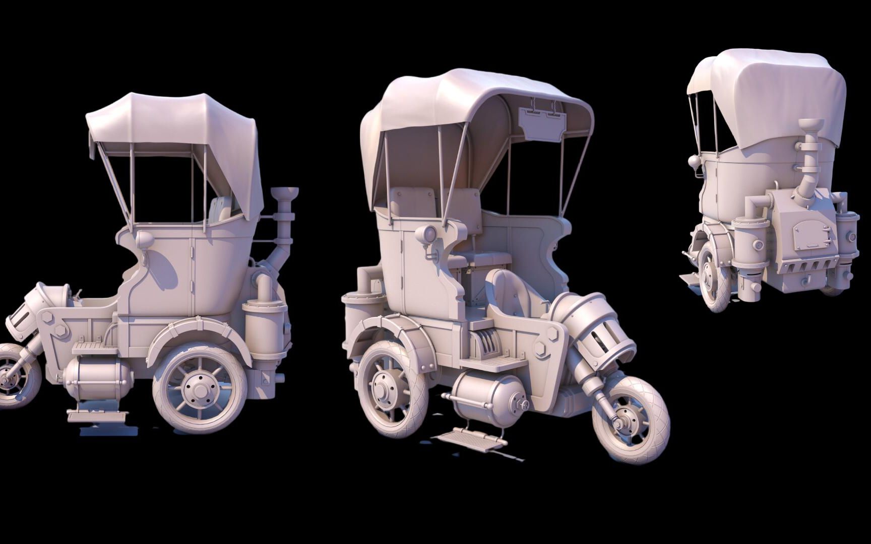 【maya建模】三轮车模型制作,maya基础建模流程教学.