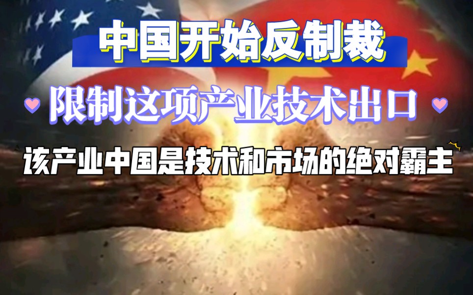 中国开始反制裁,限制这项产业的技术出口,该产业中国是技术和市场的绝对霸主哔哩哔哩bilibili