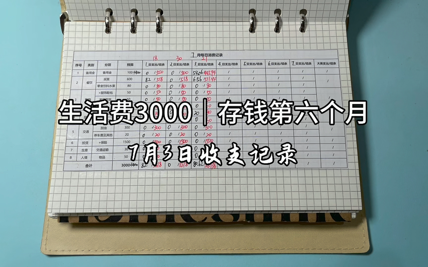 生活费3000|存钱第六个月|7月3日收支记录哔哩哔哩bilibili