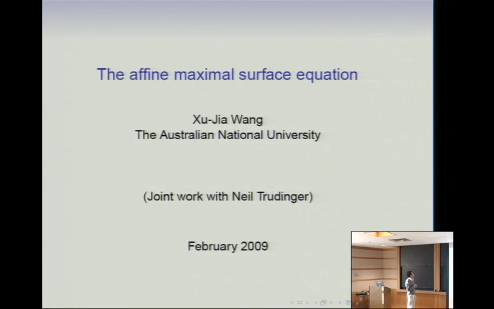 汪徐家(XuJia Wang):The Affine Maximal Surface Equation and Related Topics哔哩哔哩bilibili