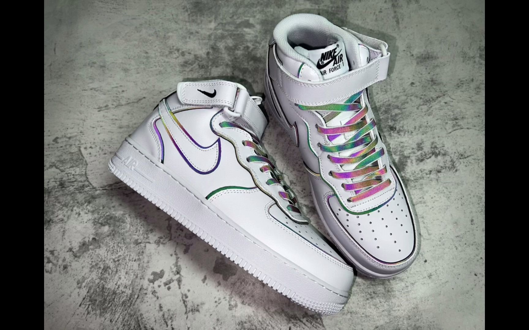 耐克夜魔侠空军一号 nike air force 1 mid 白炫彩中帮运动休闲板鞋