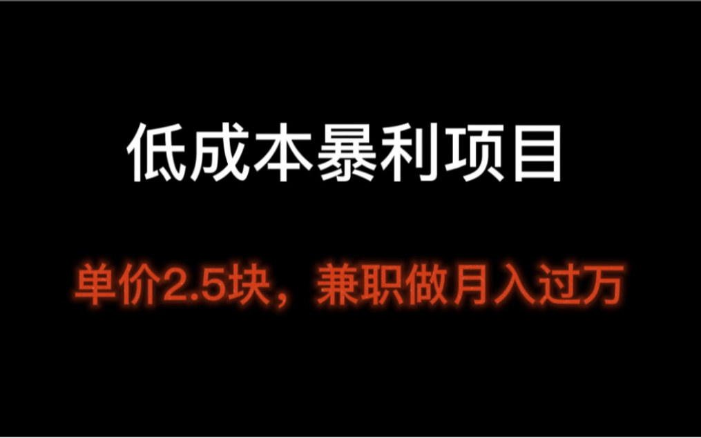 副业项目分享:单价2.5块,兼职做月入过万,低成本小众的暴利项目哔哩哔哩bilibili