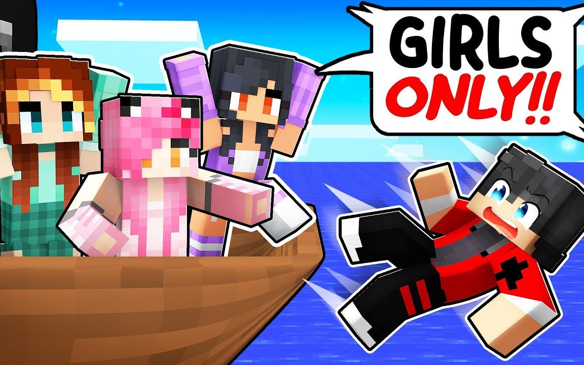 【Aphmau】番外篇,APHMAU vs一个男孩一个女孩在Minecraft的唯一旅程!我的世界游戏动画