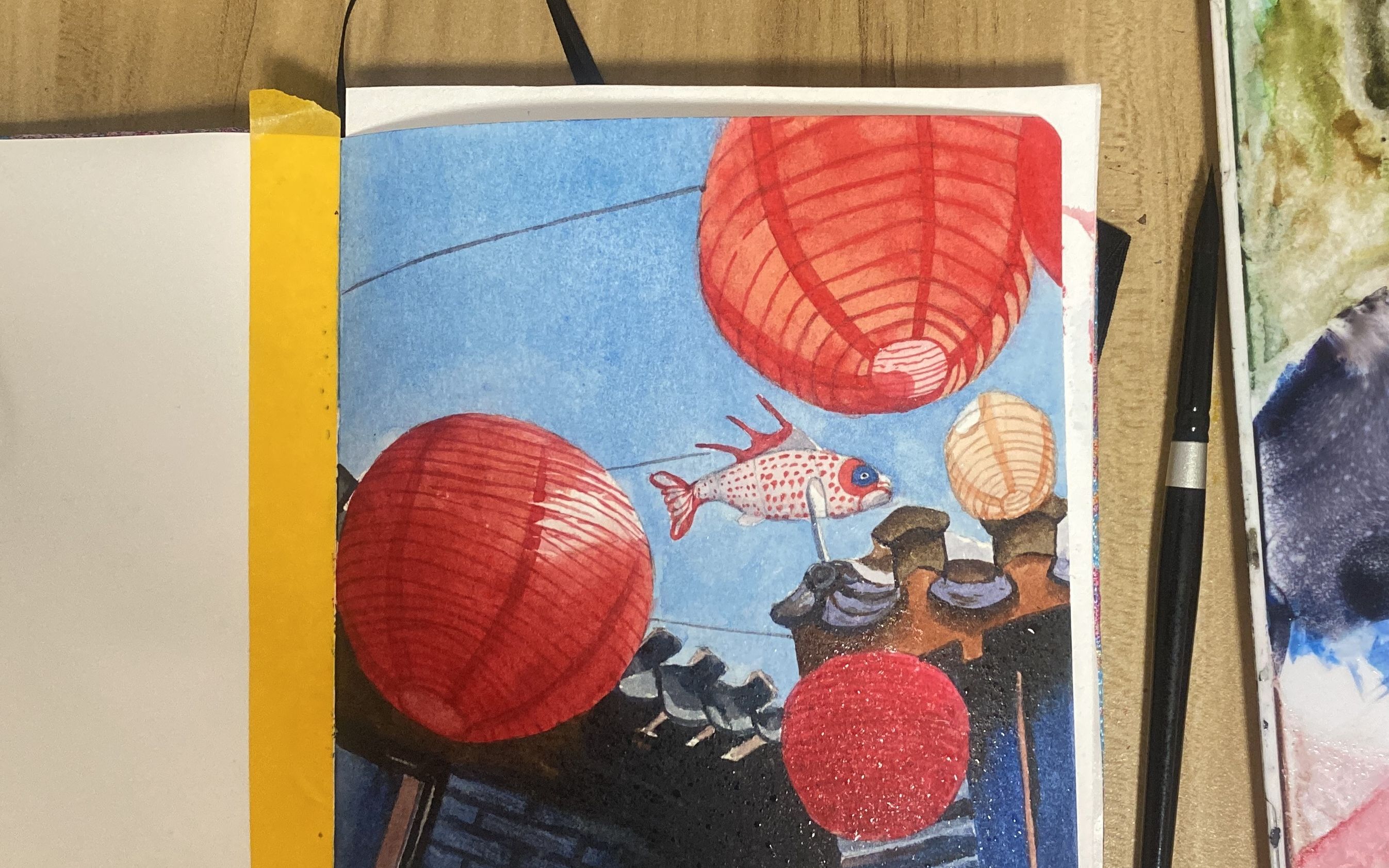 水彩团练:no.7 灯笼鱼 临摹非原创