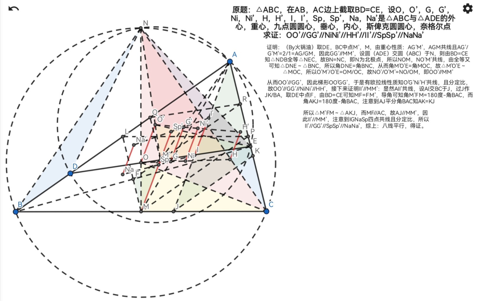 【平面几何七星连珠】一个相当漂亮的特殊点平行 七点平行 相似 全等 外心 内心 垂心 欧拉线 奈格尔点 中点哔哩哔哩bilibili