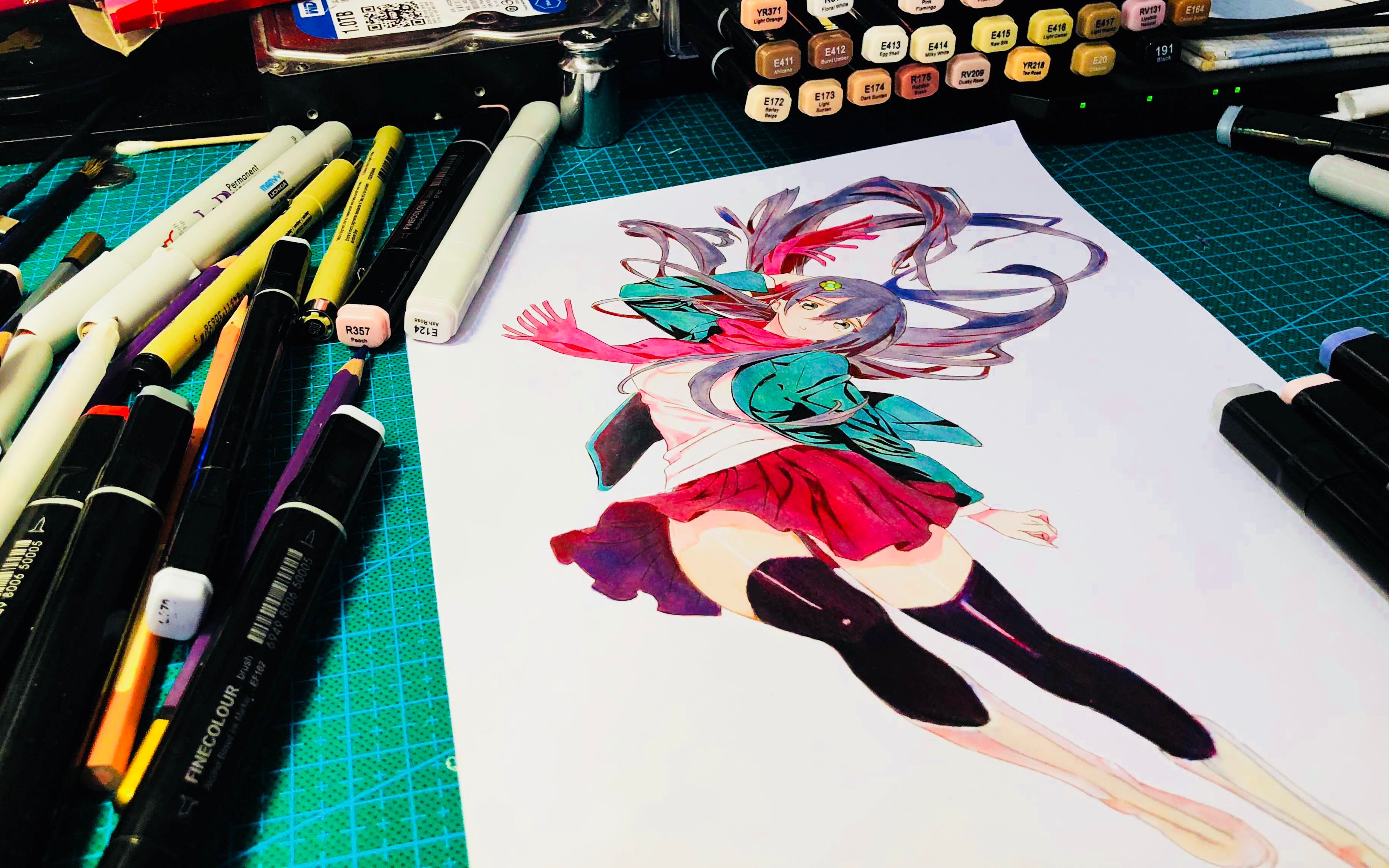 【马克笔】萌新伪教程,手把手教你画花语叶(凸变英雄 leaf)_哔哩哔哩