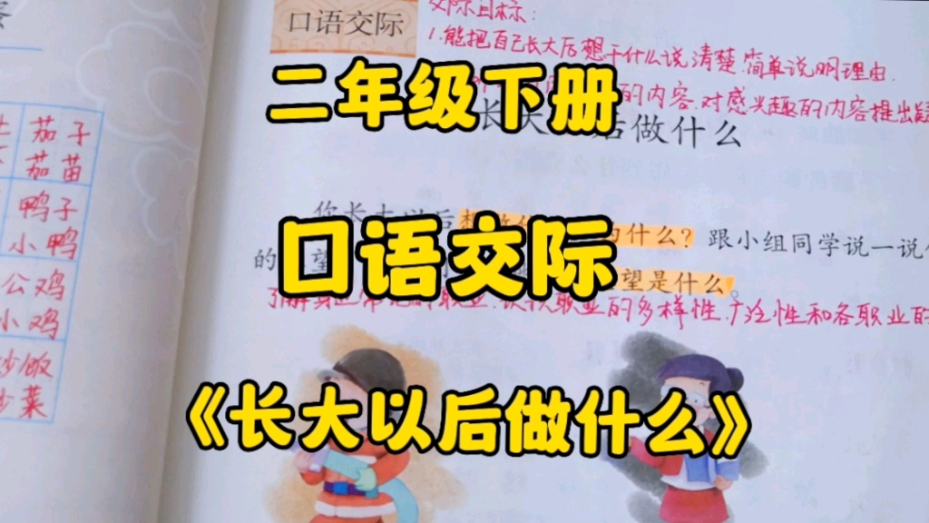 [图]二年级语文下册：口语交际《长大以后做什么》从例举示例中学说话方法，锻炼思维逻辑！