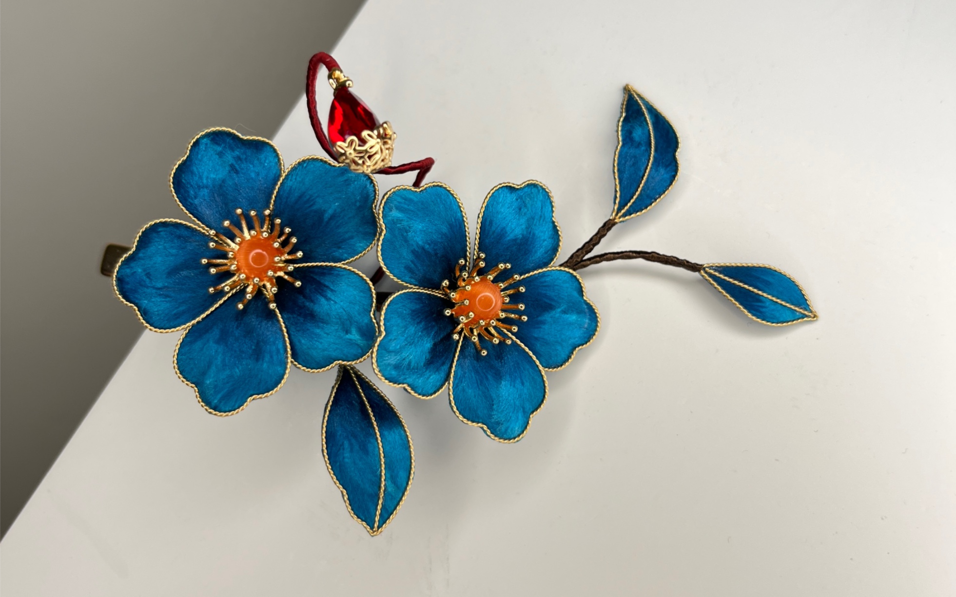 非遗掐丝绒花发夹