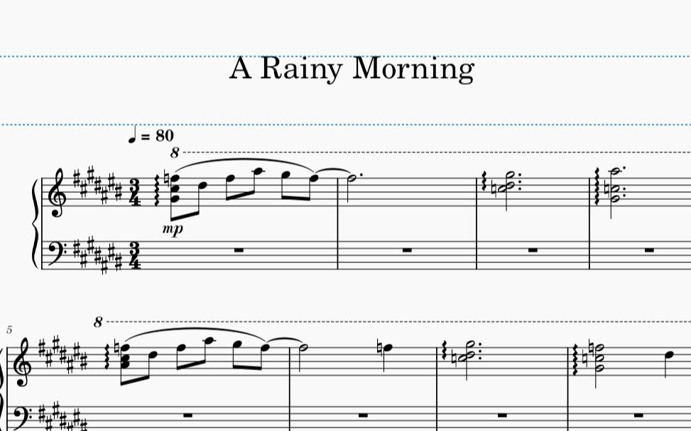 [图]【曲谱】言叶之庭 A Rainy Morning ~Main Title~