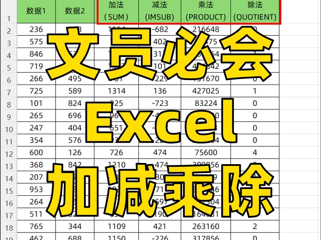 你知道Excel里的加减乘除都怎么计算吗❓哔哩哔哩bilibili