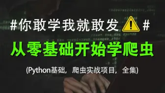 只要你敢学我就敢发！300集Python爬虫教程，从入门到入狱！全程干货无废话，从零基础入门到精通有这套教程就够了！学不会我退出IT界！