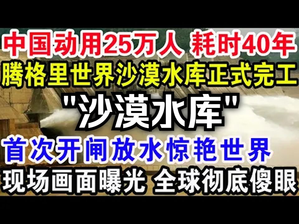 中国动用25万人耗时40年,腾格里世界沙漠水库正式完工,首次开闸放水 惊艳世界,现场画面曝光全球彻底傻眼!哔哩哔哩bilibili