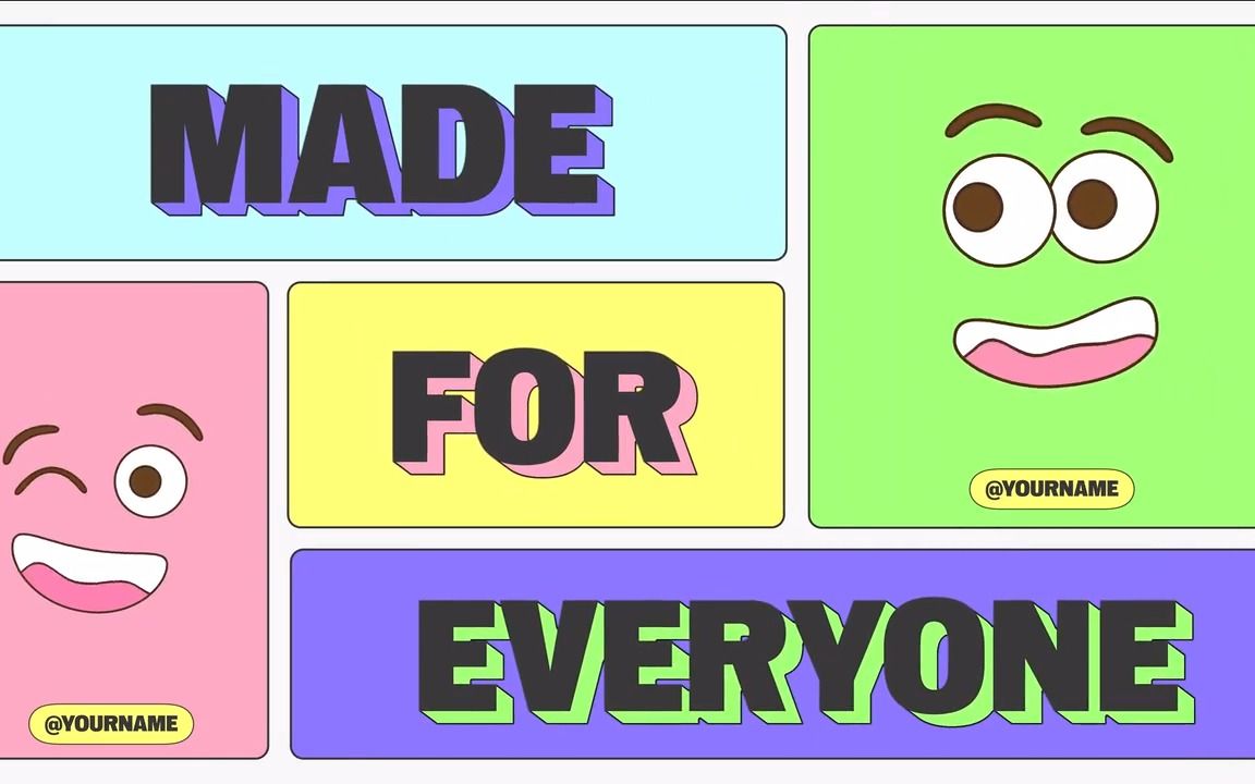 ae模板|时尚卡通分屏切割视频表情元素综艺节目开场