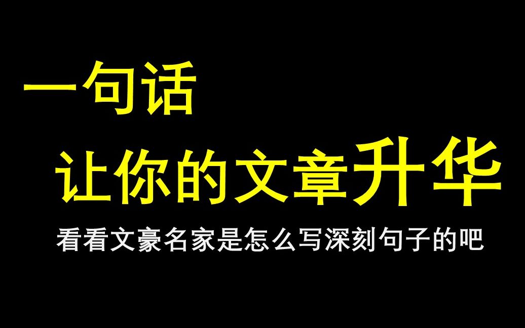 【高品书摘】文豪名家都是怎么写深刻句子的?|一句话让文章升华.哔哩哔哩bilibili