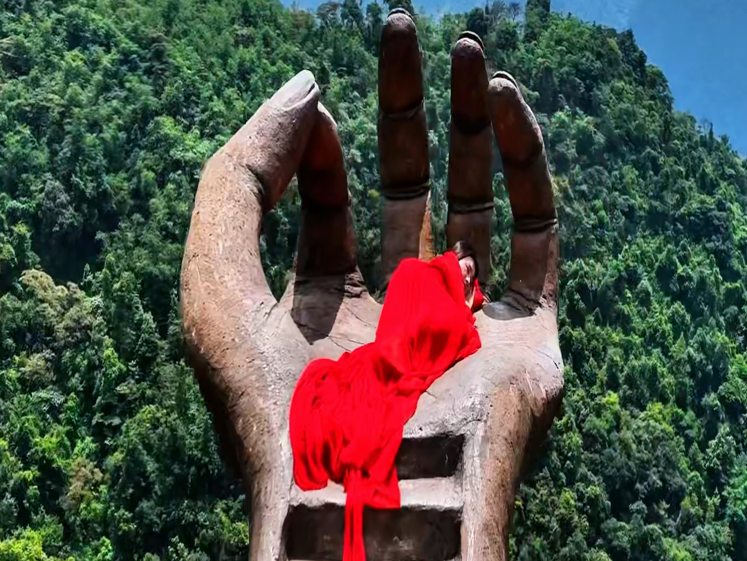 巨大手掌伸出山崖数百米,走在上面可以体验被人捧在手心里的感觉