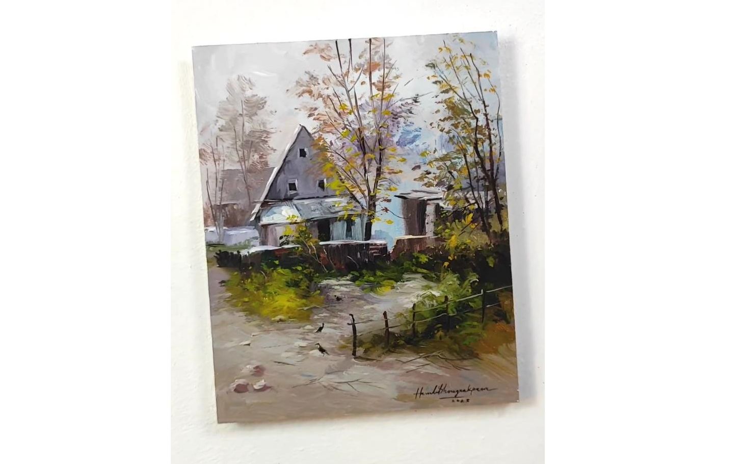 【丙烯画】【绘画教程】乡村Beautiful 'Cottage & Yard in Winter' Landscape Painting哔哩哔哩bilibili