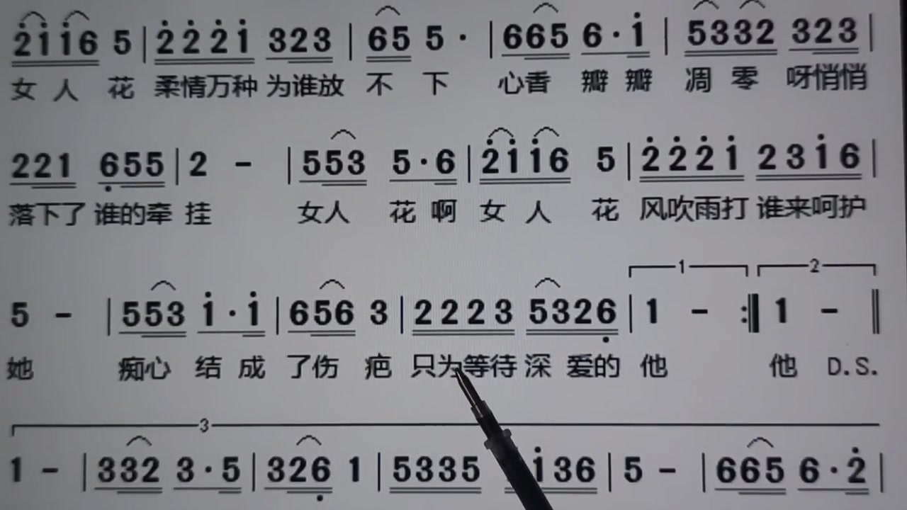 词谱对照视唱好一朵女人花简谱简谱视唱